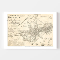 Vintage Map of Boston, Massachusetts 1835