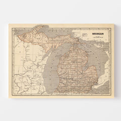 Vintage Map of Michigan 1842