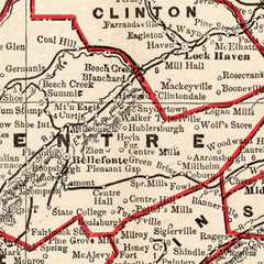 Vintage Map of Pennsylvania 1893