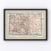 Vintage Map of Colorado 1893