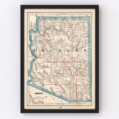 Vintage Map of Arizona 1893