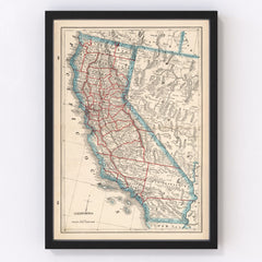 Vintage Map of California 1893