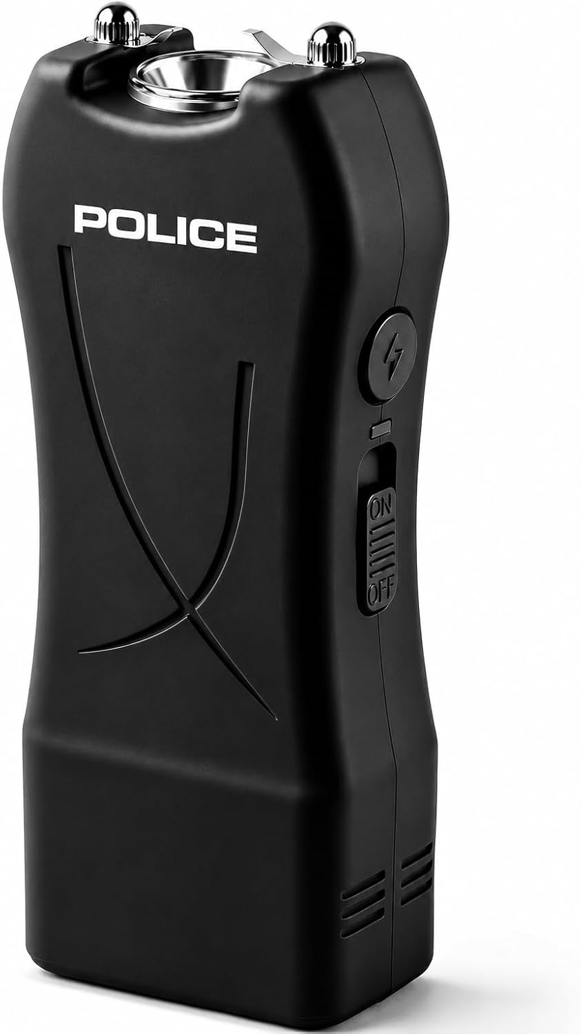 POLICE Stun Gun 398 Mini Rechargeable LED Flashlight Self Defense Black