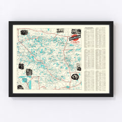 Vintage Map of Wisconsin North Woods Lakes, 1922