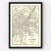Vintage Map of Los Angeles, California 1908