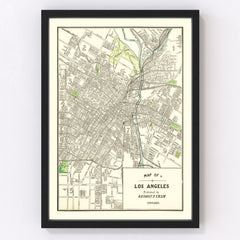 Vintage Map of Los Angeles, California 1908