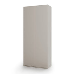 Beige wardrobe with two doors on a white background