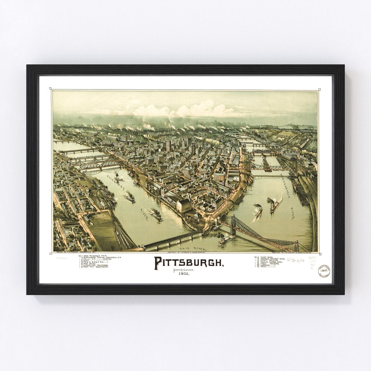 Vintage Map of Pittsburgh, Pennsylvania 1902