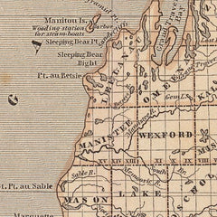 Vintage Map of Michigan 1842