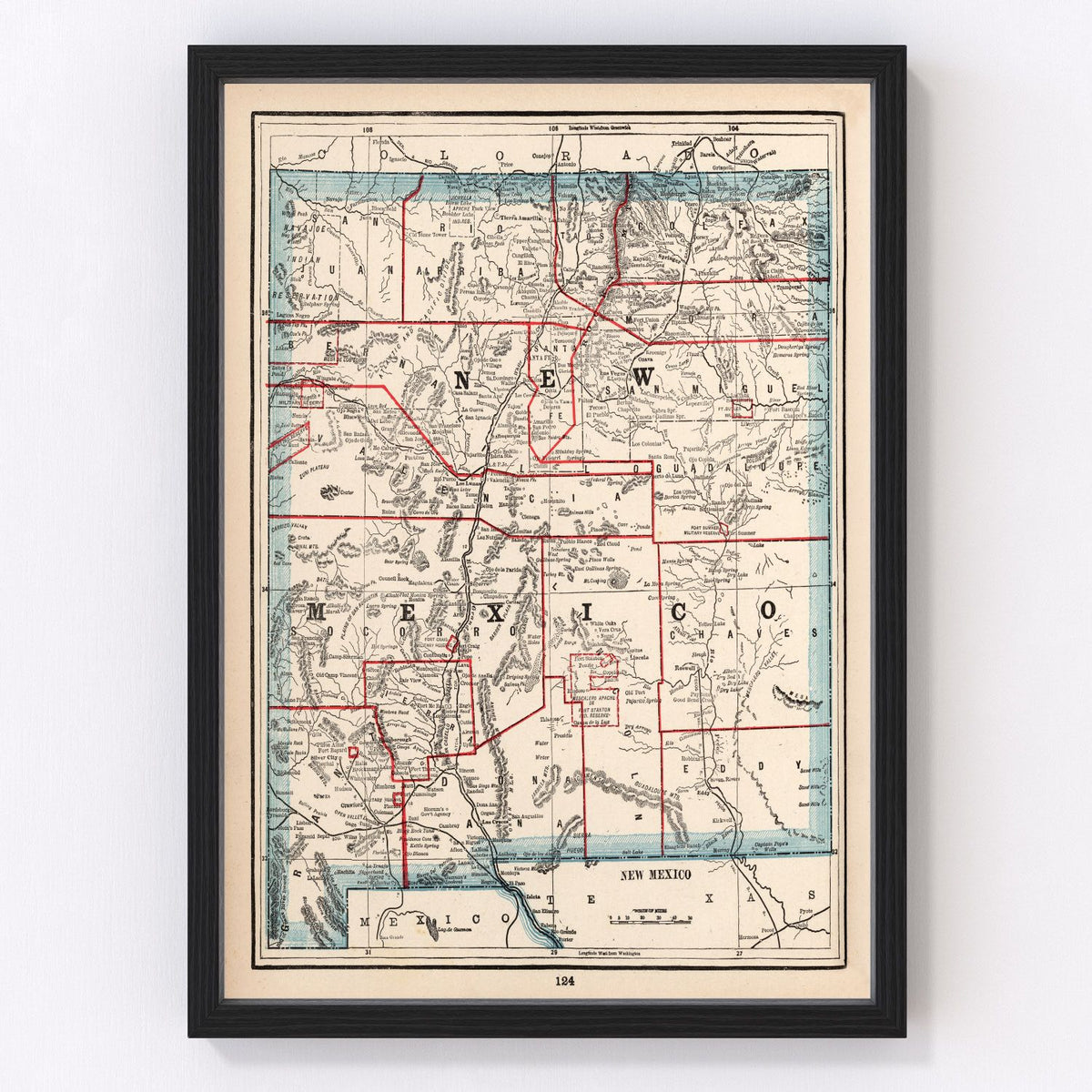Vintage Map of New Mexico 1893