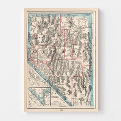 Vintage Map of Nevada 1893