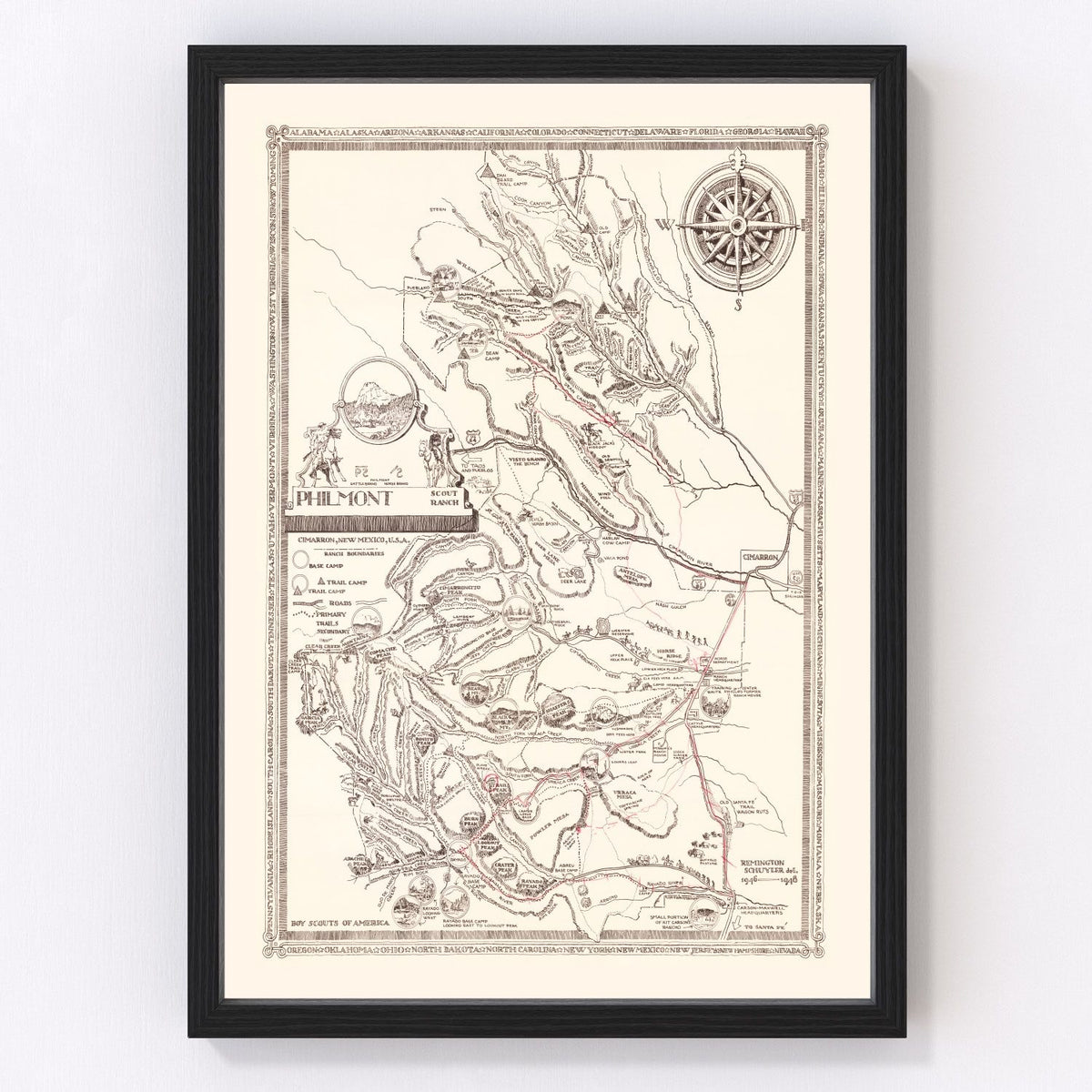Vintage Map of Philmont Scout Ranch 1948