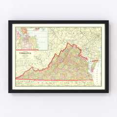 Vintage Map of Virginia 1908