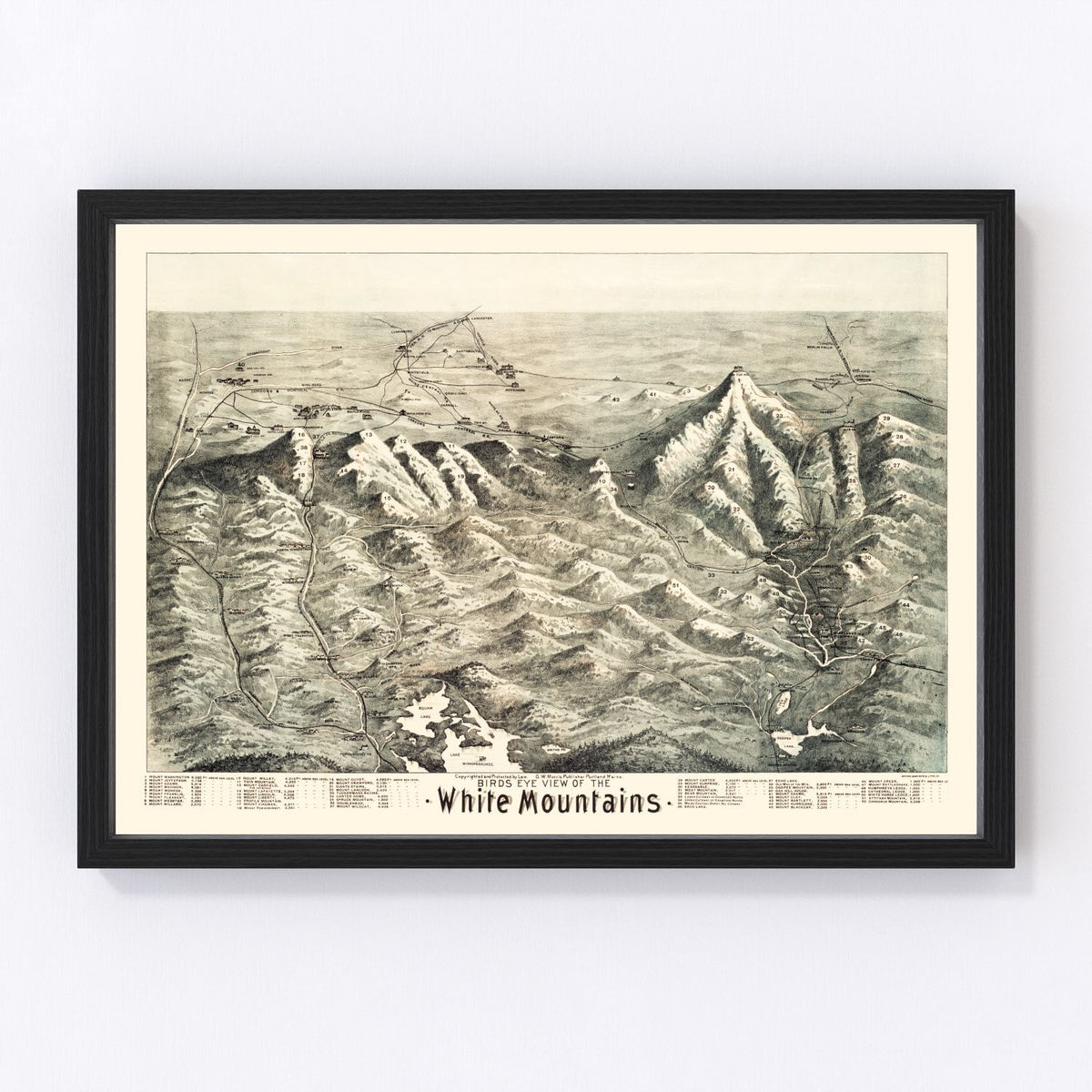 Vintage Map of the White Mountains, 1890