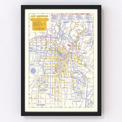 Vintage Map of Los Angeles, California 1946