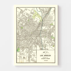 Vintage Map of Los Angeles, California 1908