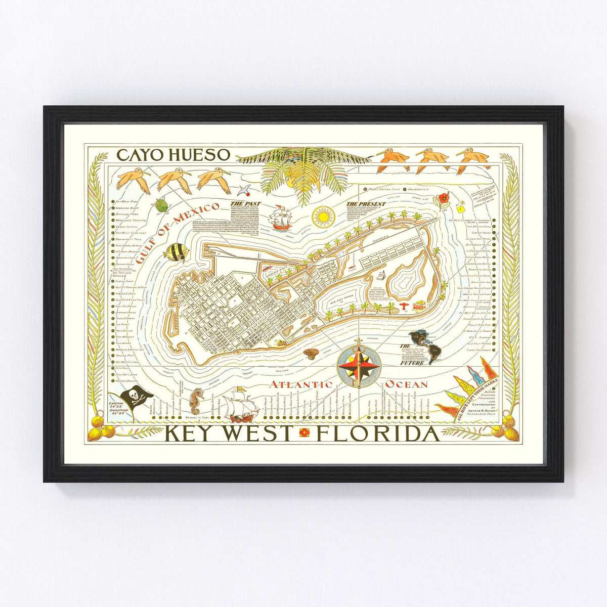 Vintage Map of Key West, Florida 1940