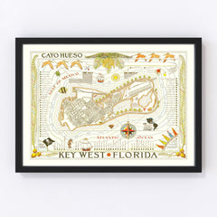 Vintage Map of Key West, Florida 1940
