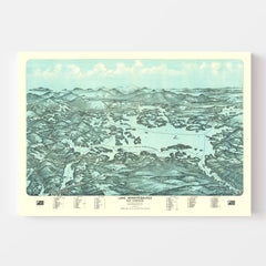 Vintage Map of Lake Winnipesaukee, 1903