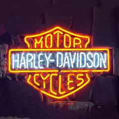 Orange Motorcycle Harley Davidson Neon Signs Light